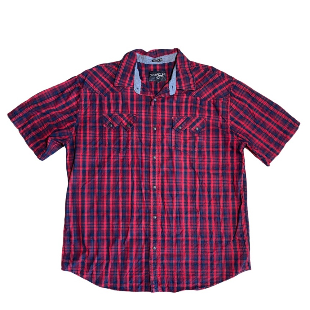 Moonshine Spirit by Brad Paisley Red Plaid Snap Up Collared Shirt Men’s Size XXL